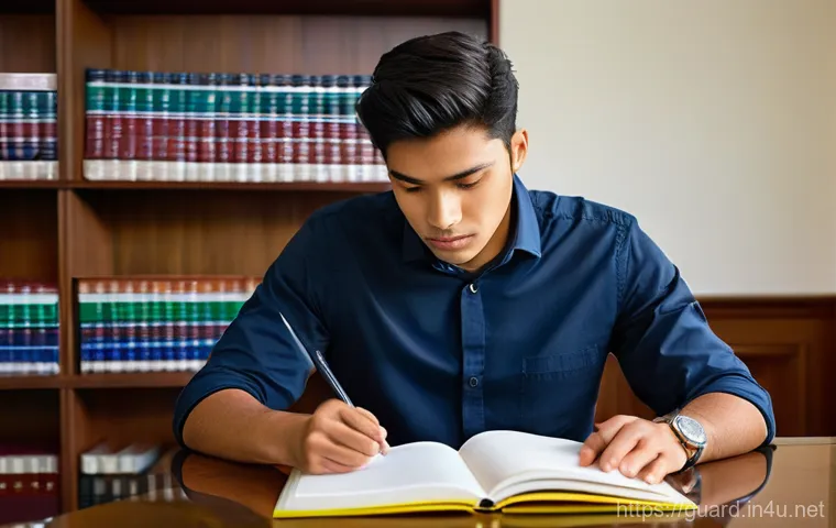 경비지도사 이론 과목 암기 팁 - **Prompt 1: Mastering Legal Concepts through Storytelling and Detail Analysis**
    "A diligent male...