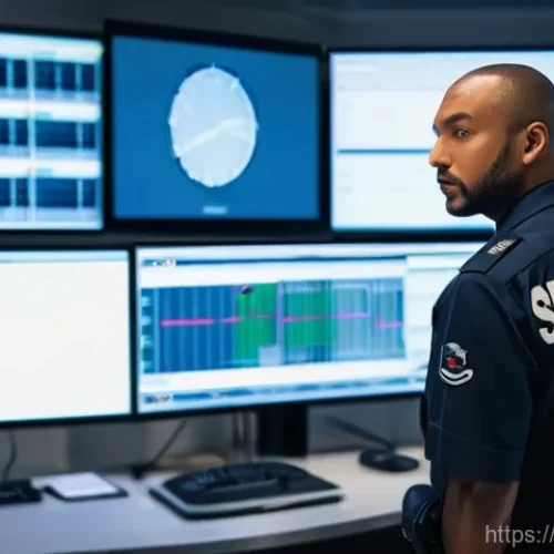 Home 23 경비지도사 업무 스트레스 관리 - **Image Prompt 1: The Demanding Multi-Tasker Security Instructor**
A dynamic, eye-level shot of ...